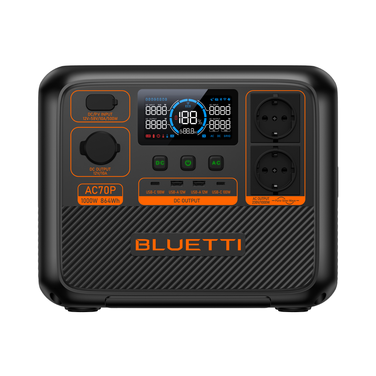 BLUETTI AC70P Power Station | 1.000 W 864 Wh