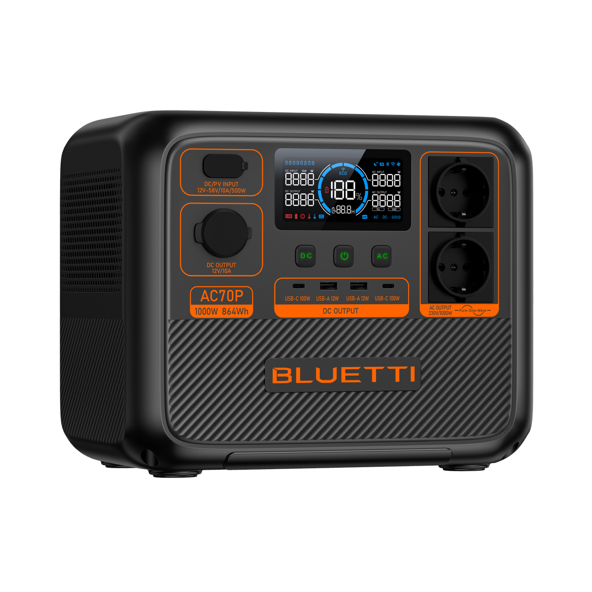 BLUETTI AC70P Power Station | 1.000 W 864 Wh