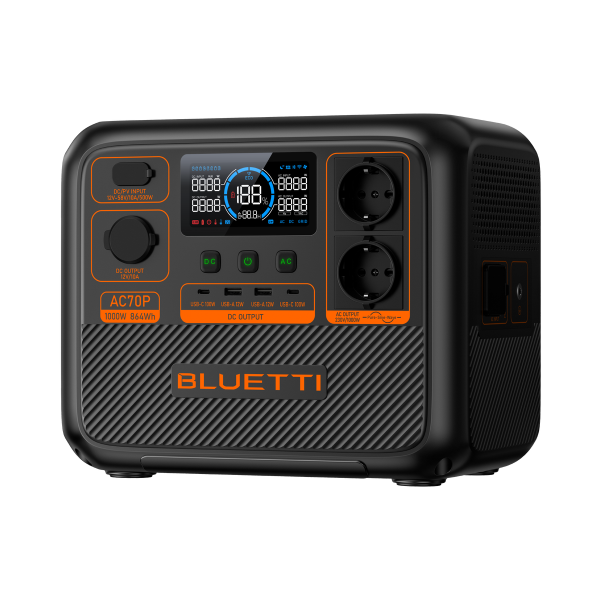 BLUETTI AC70P Power Station | 1.000 W 864 Wh