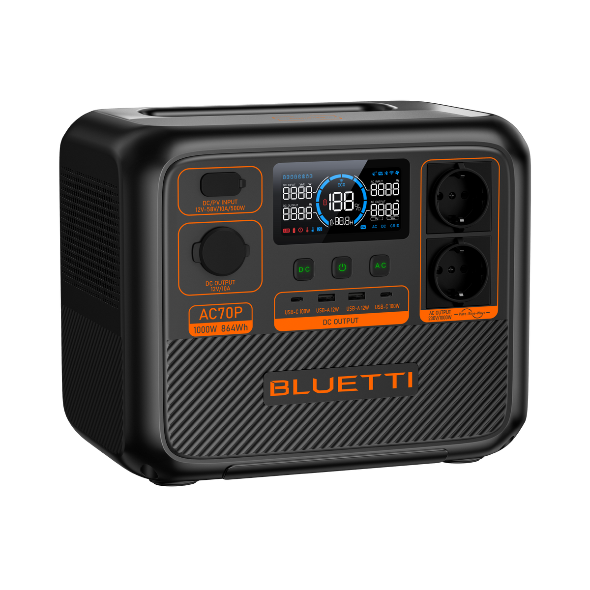 BLUETTI AC70P Power Station | 1.000 W 864 Wh
