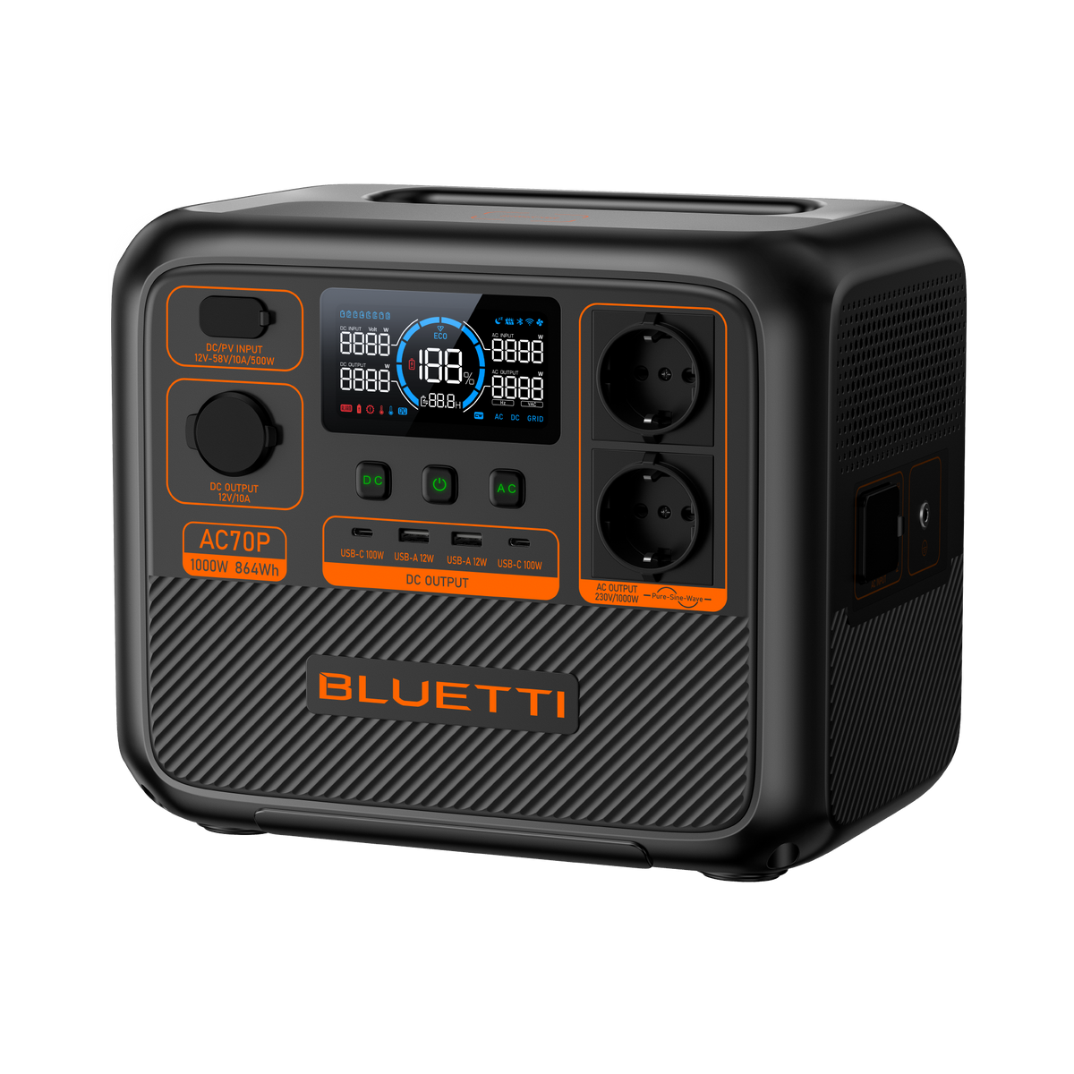 BLUETTI AC70P Power Station | 1.000 W 864 Wh