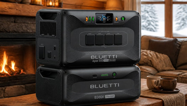 BLUETTI Apex 300+B300K tavolo legno interno accogliente