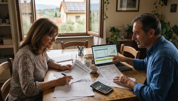 Coppia che valuta un impianto fotovoltaico a rate