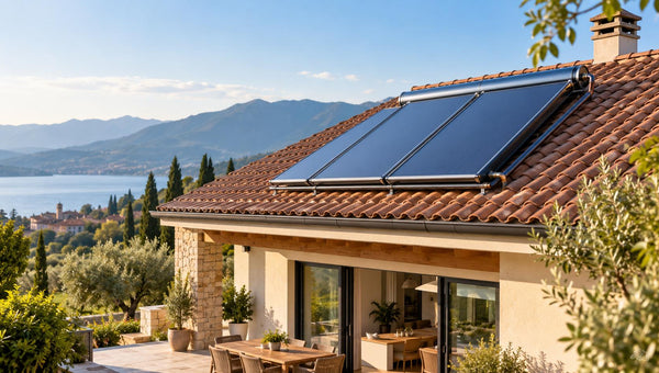 Kit solare termico sul tetto di una casa italiana