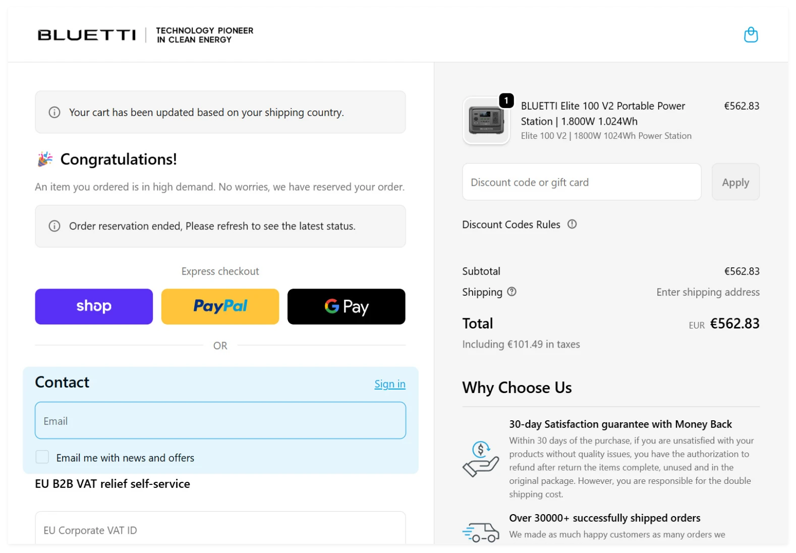 Passaggio 1: fornire l'e-mail dell'account BLUETTI