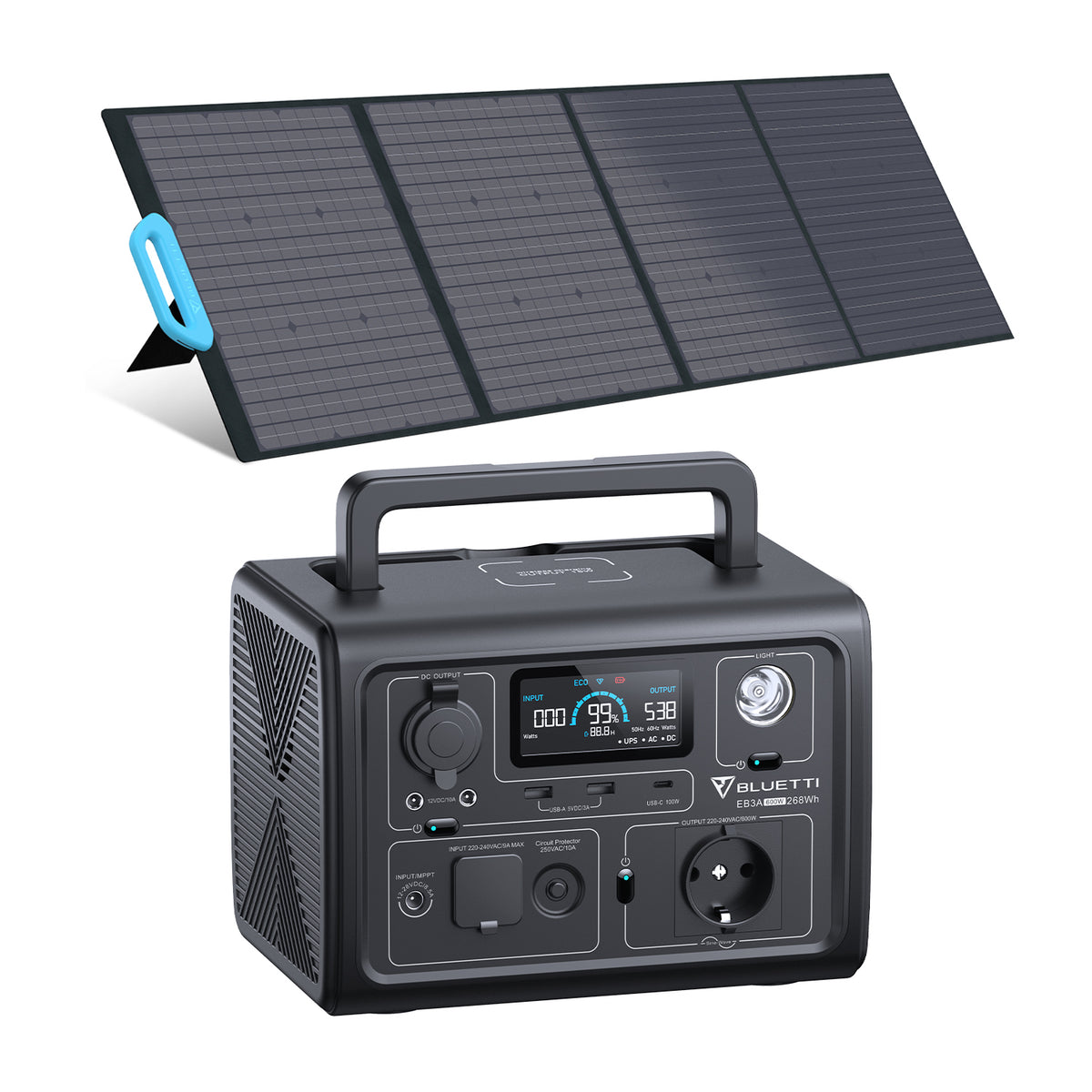 Power Station BLUETTI AC60 con Pannello Solare PV200 Incluso,403Wh  Generatore Solare, LiFePO4 Batteria Backup per Campeggio all'Aperto,Viaggio